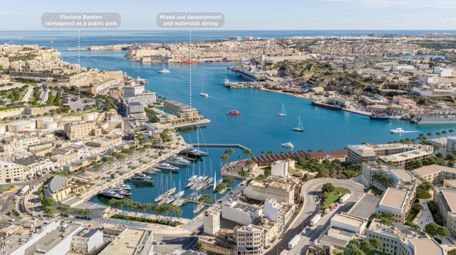 Concept visual of the wider Marsa regeneration area and waterfront